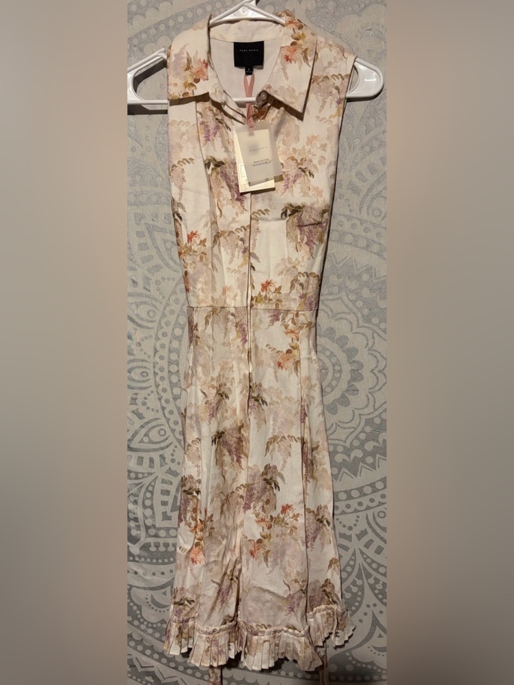 Alex Marie Floral Linen Blend Sleeveless Ruffle Midi Dress | Size 4 | NWT